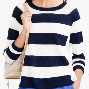 JCrew GARMENT-DYED LINEN SWING SWEATER IN STRIPE